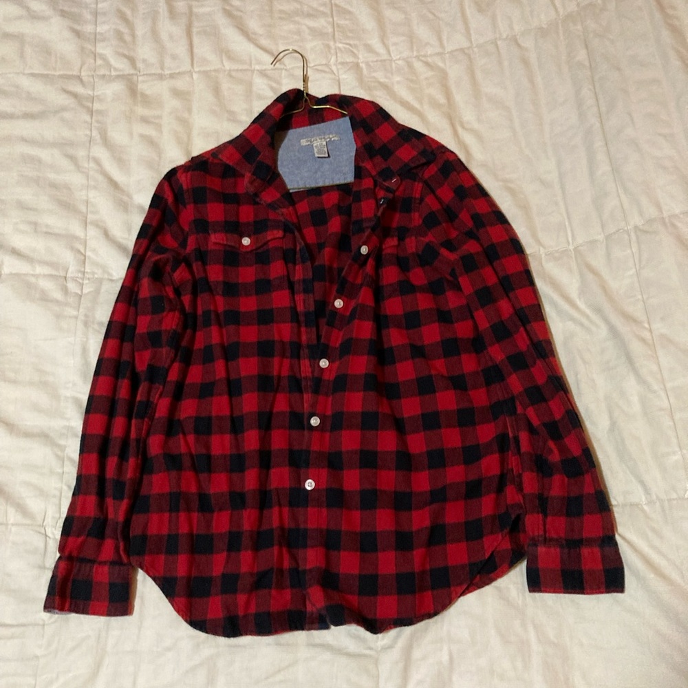Taylor Vintage Mens L Plaid Shirt black and red